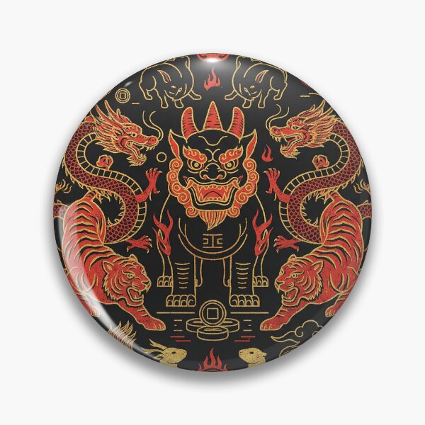 Item preview, Red and Gold Eastern Mythology Zodiac Beast Assemblage designed and sold by zzz888.
