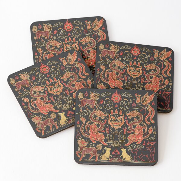 Item preview, Red and Gold Eastern Mythology Zodiac Beast Assemblage designed and sold by zzz888.