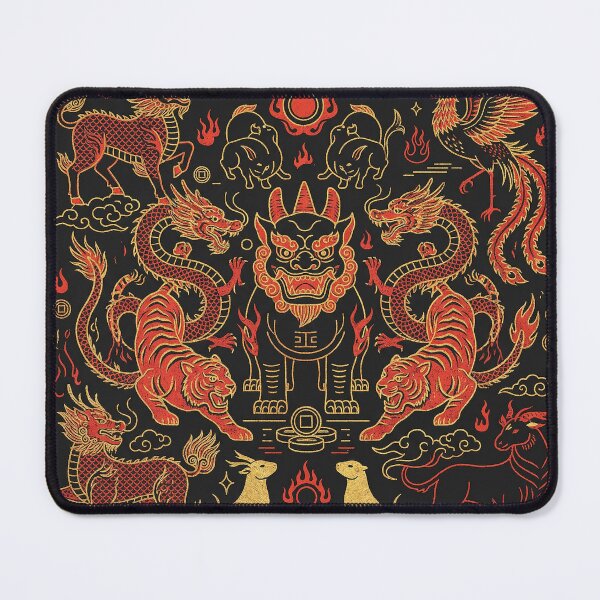 Item preview, Red and Gold Eastern Mythology Zodiac Beast Assemblage designed and sold by zzz888.
