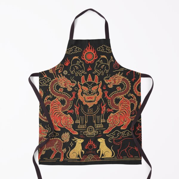 Item preview, Red and Gold Eastern Mythology Zodiac Beast Assemblage designed and sold by zzz888.