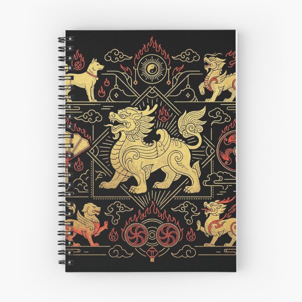 Item preview, Golden Mythical Guardian Lion and Qilin Line Art designed and sold by zzz888.