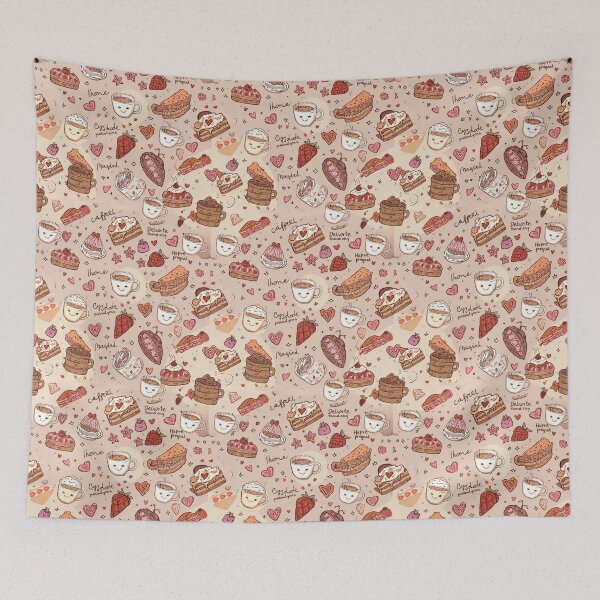 Item preview, Cozy Cafe & Sweet Treats Pink Doodle Pattern designed and sold by Velvet&LaceFinds.