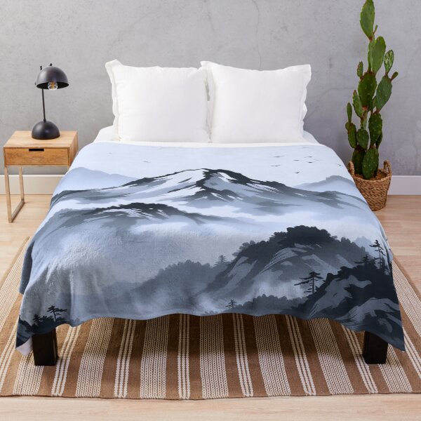 Item preview, Sumi E Ink Mountain Summit Blue designed and sold by ArtHistoryPrint.