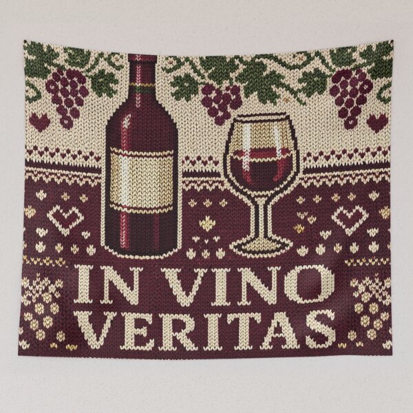 Item preview, In vino veritas – Retro knitting illustration for wine lovers designed and sold by Mauswohn.