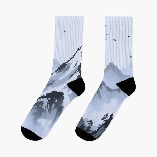 Item preview, Sumi E Ink Mountain Summit Blue designed and sold by ArtHistoryPrint.