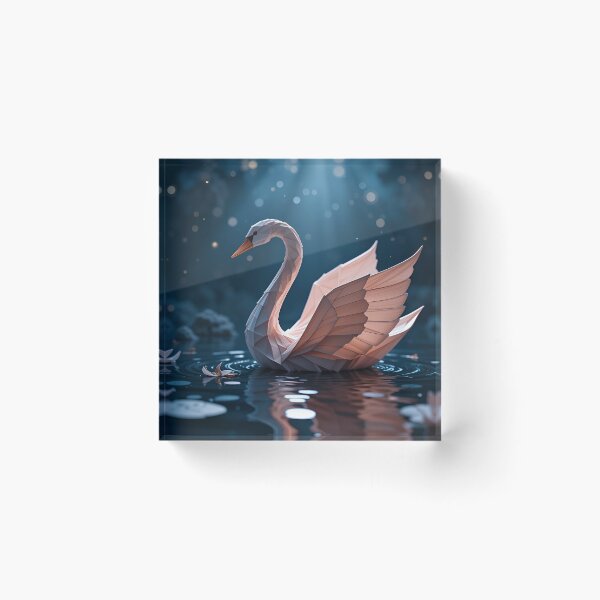 Artikelvorschau, Origami-Schwäne Mitternachtsreflexion 2 entworfen und verkauft von Undersea Ai Art.