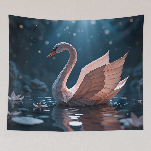 Artikelvorschau, Origami-Schwäne Mitternachtsreflexion 2 entworfen und verkauft von Undersea Ai Art.