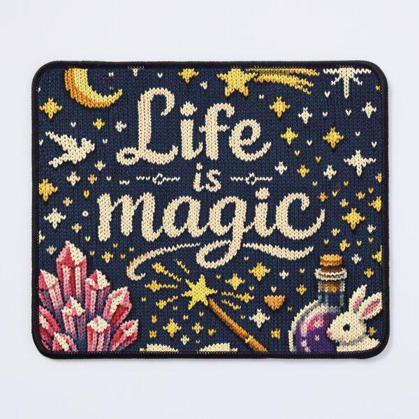 Item preview, Life is magic – Inspiring knitting pattern illustration in a retro look designed and sold by Mauswohn.