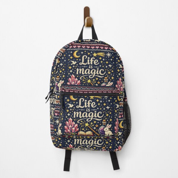 Artikelvorschau, Life is magic – Inspirierende Strickmuster‑Illustration im Retro‑Look entworfen und verkauft von Mauswohn.