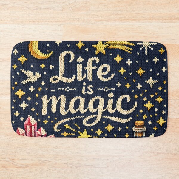 Item preview, Life is magic – Inspiring knitting pattern illustration in a retro look designed and sold by Mauswohn.
