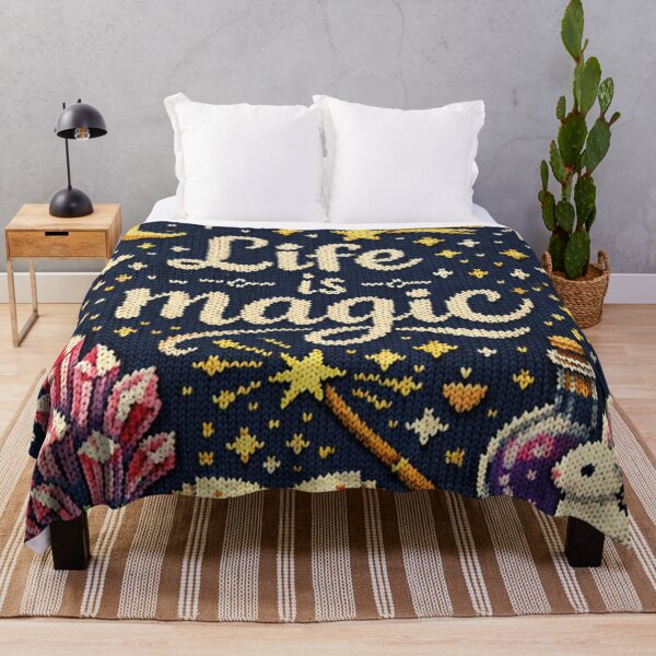 Item preview, Life is magic – Inspiring knitting pattern illustration in a retro look designed and sold by Mauswohn.