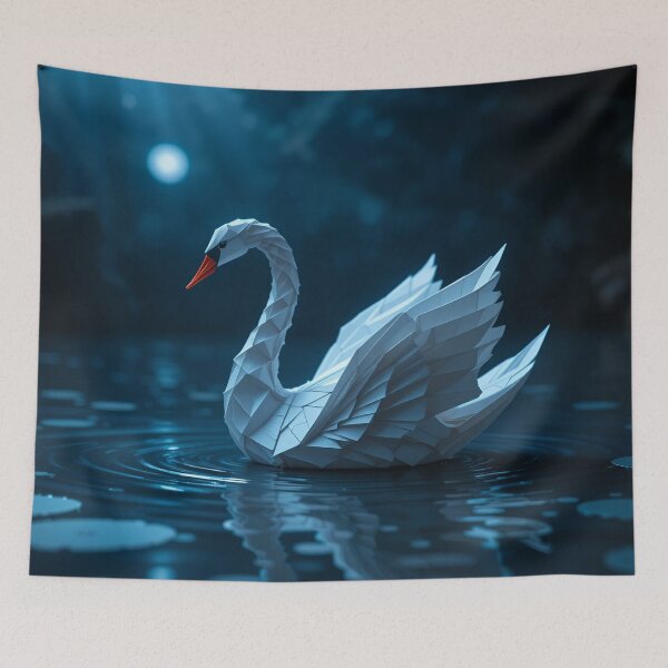 Item preview, Origami Swans Midnight Reflection 1 designed and sold by Undersea Ai Art.