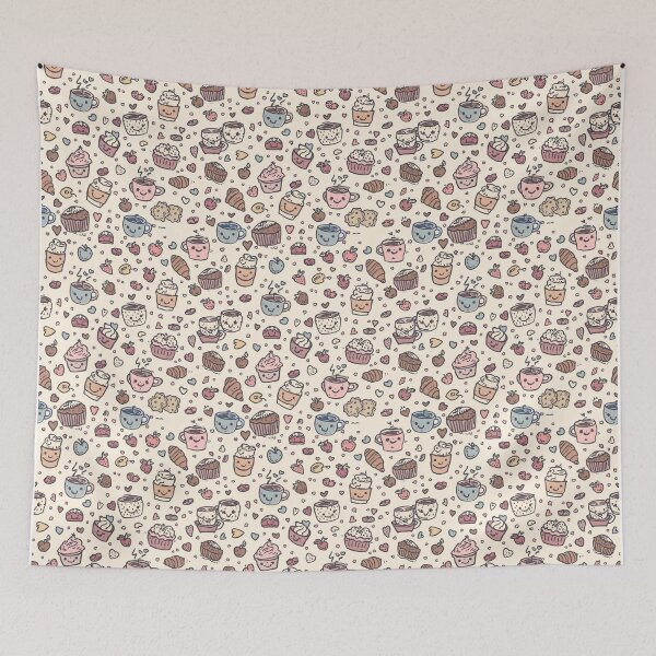 Item preview, Pastel Bakery & Cozy Coffee Shop Doodle Pattern designed and sold by Velvet&LaceFinds.