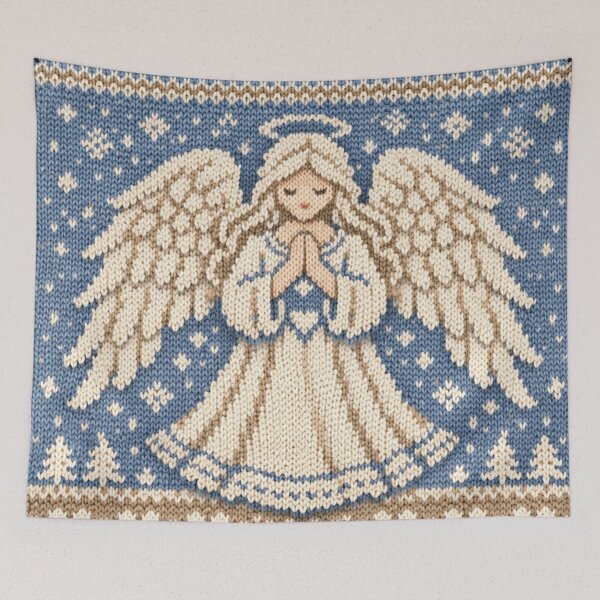 Item preview, Beautiful angel – knitted illustration with a heavenly flair designed and sold by Mauswohn.