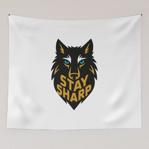 Item preview, Stay Sharp Wolf - Bold Minimalist Line Art designed and sold by MKreative Studio.