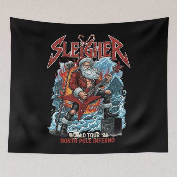 Item preview, Sleigher Christmas Metal Band Rocking Santa Holiday  designed and sold by PRESSLERSINGH.