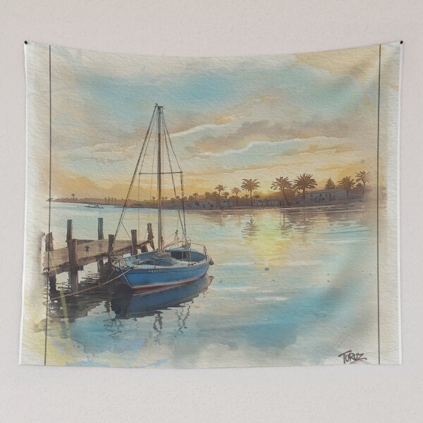 Item preview, Calabrian Harbor Watercolor Sunset | Porto Calabrese Acquerello Tramonto Italian Coast designed and sold by Italian Ink Studio.