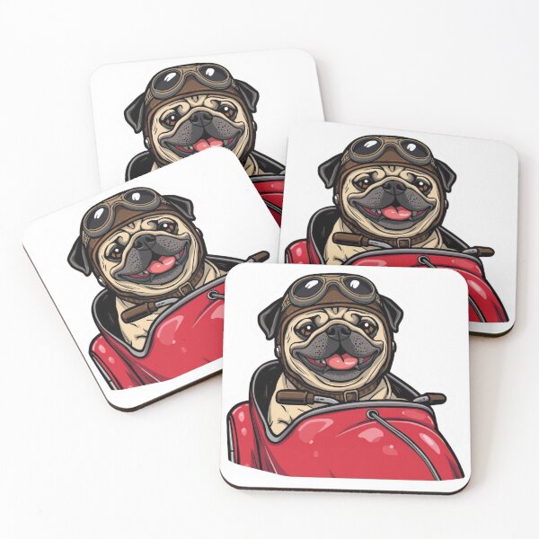 Item preview, Funny Pug Dog in Leather Biker Helmet - Vintage Scooter Sidecar Sticker Dog Lover Gift designed and sold by The Silly Grumpy Society.