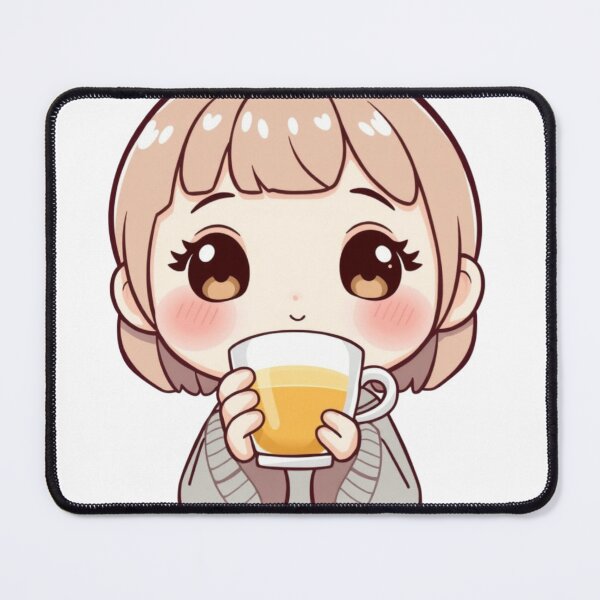 Item preview, ☕? Cute Cozy Girl Drinking Tea Illustration – Kawaii Cartoon Character | Warm Aesthetic Pastel Art designed and sold by CozyPops.