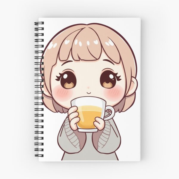 Item preview, ☕? Cute Cozy Girl Drinking Tea Illustration – Kawaii Cartoon Character | Warm Aesthetic Pastel Art designed and sold by CozyPops.