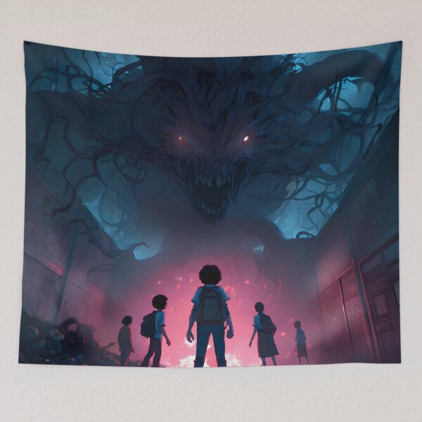 Item preview, Stranger Things Kids vs Mind Flayer - Epic Battle Upside Down Monster Art designed and sold by LoomisDreams.