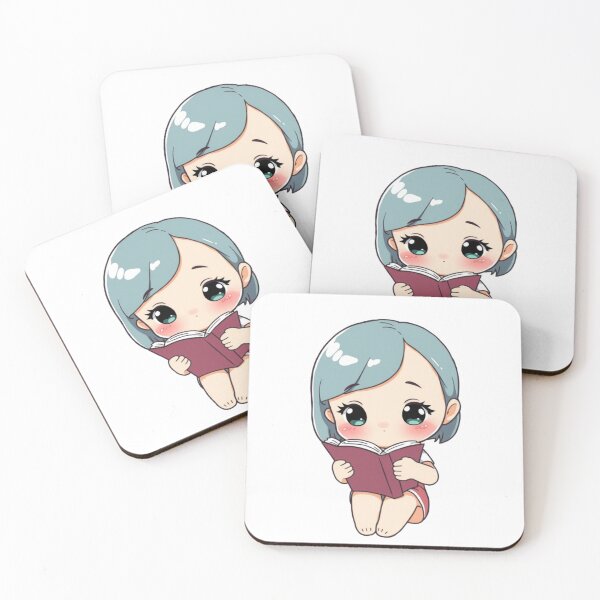 Item preview, ?? Cute Kawaii Girl Reading Book – Cozy Pastel Cartoon Illustration | Aesthetic Reading Art designed and sold by CozyPops.