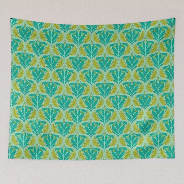 Item preview, Green Floral Leaves Ogee Pattern designed and sold by ArtNoveltee.