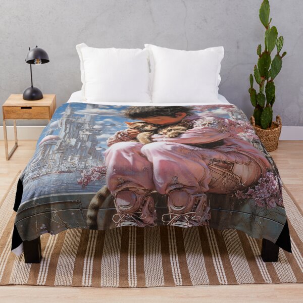 Item preview, Child Cuddling Kittens in Futuristic Setting designed and sold by lautir.