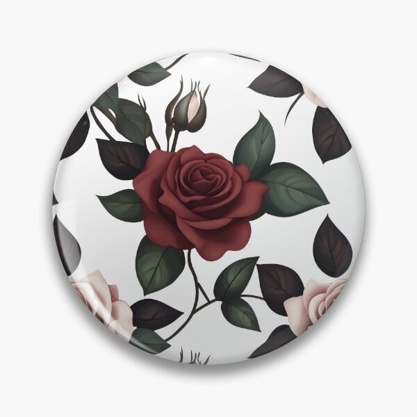 Item preview, The image displays a seamless floral pattern with roses in blush and deep red, accented by dark green leaves and budding stems, creating an elegant and romantic design. designed and sold by rujlaphusstudio.
