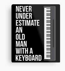 Never Underestimate An Old Man With A Keyboard T-Shirt for Men Metal Print