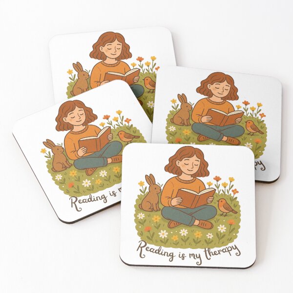 Item preview, Reading is My Therapy – Cozy Book Lover Illustration designed and sold by TinaBoutiqueStd.