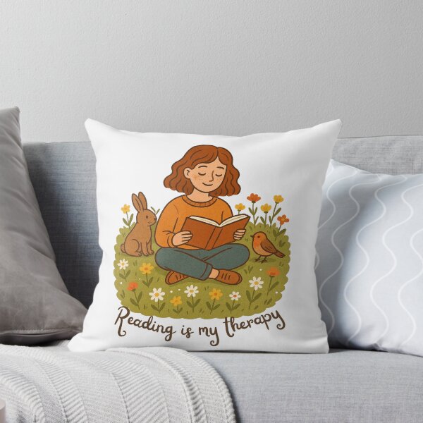 Item preview, Reading is My Therapy – Cozy Book Lover Illustration designed and sold by TinaBoutiqueStd.
