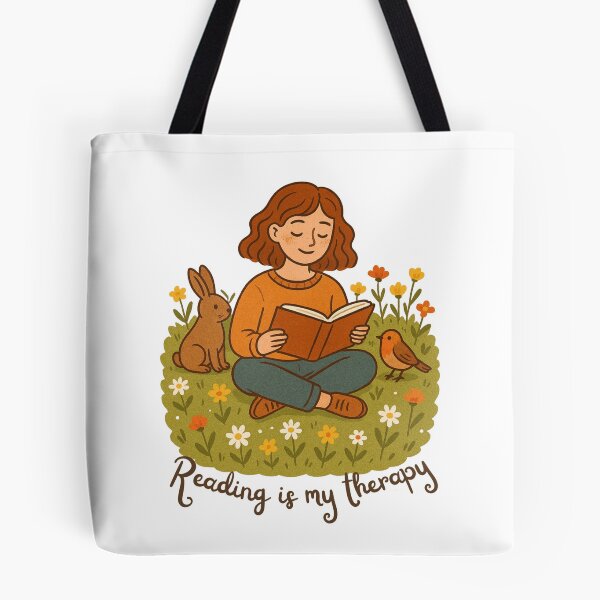 Item preview, Reading is My Therapy – Cozy Book Lover Illustration designed and sold by TinaBoutiqueStd.