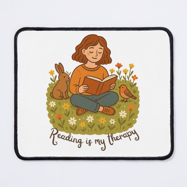 Item preview, Reading is My Therapy – Cozy Book Lover Illustration designed and sold by TinaBoutiqueStd.