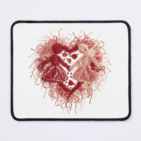 Item preview, Handmade Yarn Couple Heart – Romantic Valentine’s Day Fiber Art Illustration designed and sold by Gurjeetpixelart.