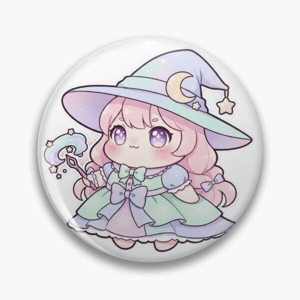 Item preview, ?‍♀️? Cute Kawaii Witch Girl – Pastel Magic Cartoon Illustration | Fairycore Aesthetic Art designed and sold by CozyPops.