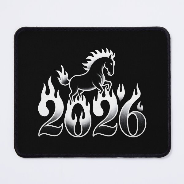 Item preview, Flame Horse 2026 Symbol – Blackwork Illustration designed and sold by NaturEdeN.