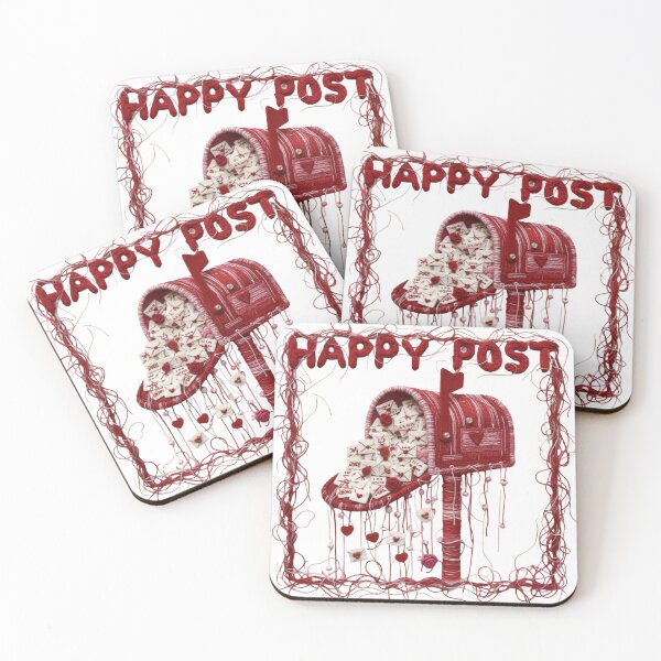 Item preview, Happy Post Yarn Mailbox – Valentine’s Day Love Letters Fiber Art Illustration designed and sold by Gurjeetpixelart.