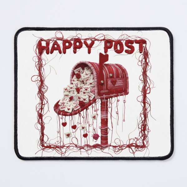 Item preview, Happy Post Yarn Mailbox – Valentine’s Day Love Letters Fiber Art Illustration designed and sold by Gurjeetpixelart.