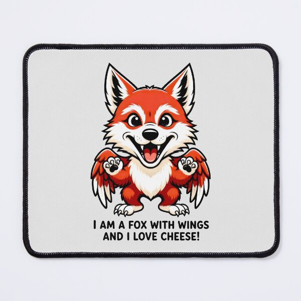 Item preview, I Am a Fox With Wings and I Love Cheese Funny Animal Art designed and sold by SplashTastic.
