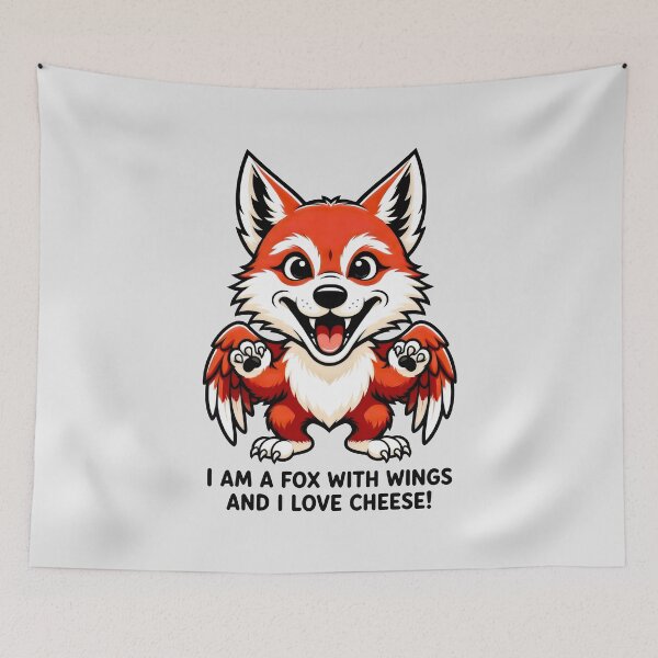 Item preview, I Am a Fox With Wings and I Love Cheese Funny Animal Art designed and sold by SplashTastic.