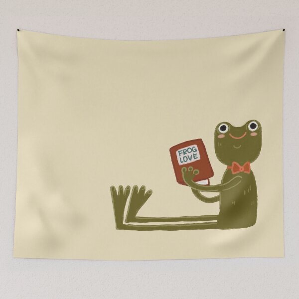 Item preview, A cozy frog illustration, a long-legged frog with book designed and sold by Dormitria.