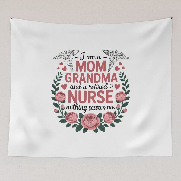 Item preview, I Am a Mom Grandma and a Retired Nurse Nothing Scares Me designed and sold by flagylART.