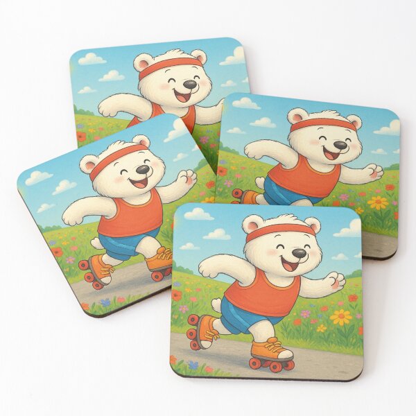 Item preview, Little polar bear on roller skates – Cheerful animal illustration designed and sold by Mauswohn.