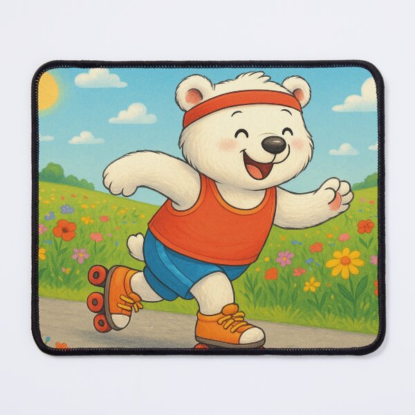 Item preview, Little polar bear on roller skates – Cheerful animal illustration designed and sold by Mauswohn.