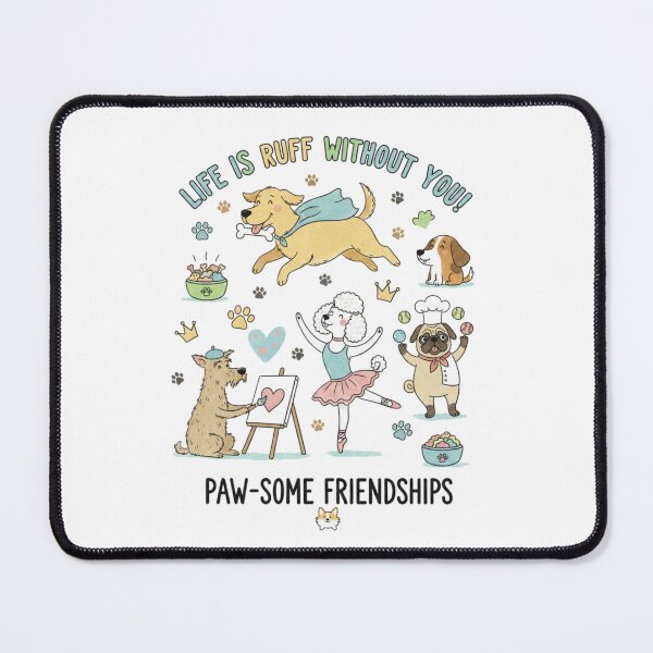 Item preview, Life Is Ruff Without You – Paw-Some Dog Friendship Cute Illustration designed and sold by Gurjeetpixelart.