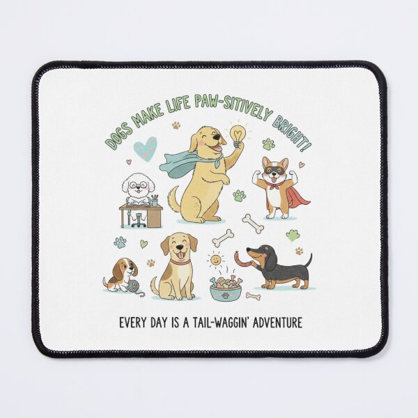 Item preview, Dogs Make Life Paw-Sitively Bright – Tail-Wagging Adventure Cute Dog Illustration designed and sold by Gurjeetpixelart.