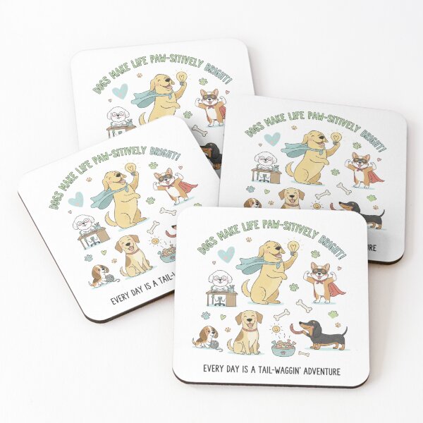 Item preview, Dogs Make Life Paw-Sitively Bright – Tail-Wagging Adventure Cute Dog Illustration designed and sold by Gurjeetpixelart.