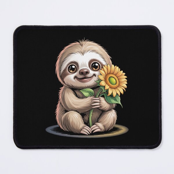 Item preview, cottagecore animal - woodland cottagecore - sunflower friend - cozy forest art - rustic botanical - moody cute - midnight cute animal, black - botanical animal - floral wildlife designed and sold by JansenGS.