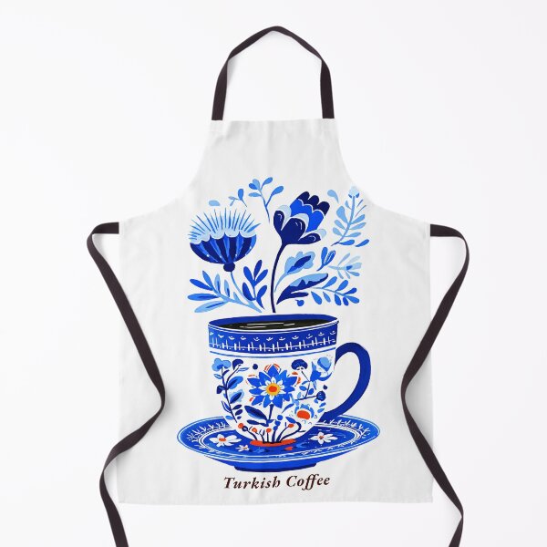 Item preview, Traditional Ottoman-Inspired Coffee Art – Blue and Red Floral Design designed and sold by KrintoryTees.